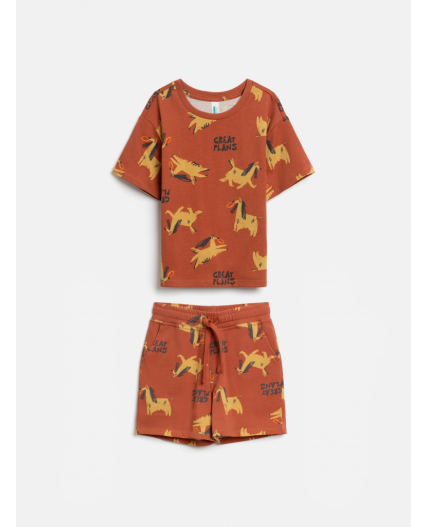 Набор детский для мальчиков ((1)футболка и (2)шорты) Hoste_set горчичный