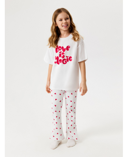 Набор для девочек ((1)футболка и (2)брюки) Lorett белый