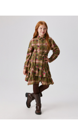 Платье детское для девочек Selene зеленая клетка