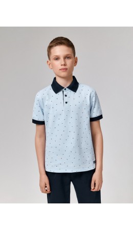 Сорочка-поло верхняя для мальчиков Fakir холодный синий принт