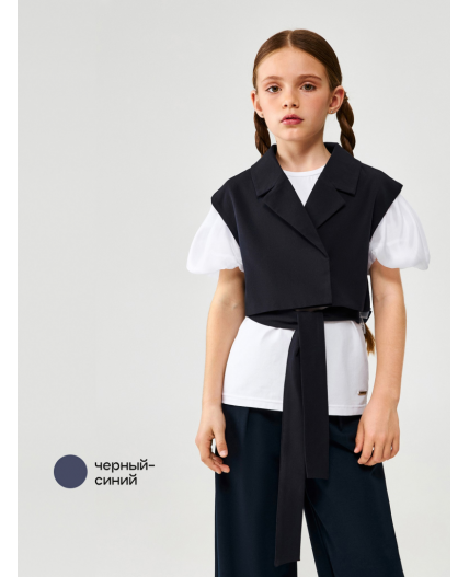 Жилет детский для девочек Music черный-синий