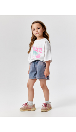 Шорты джинсовые детские для девочек Alisenta сине-розовый