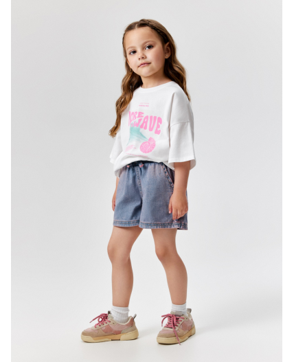 Шорты джинсовые детские для девочек Alisenta сине-розовый