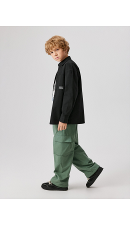 Брюки на подкладке детские для мальчиков Godo серо-голубой