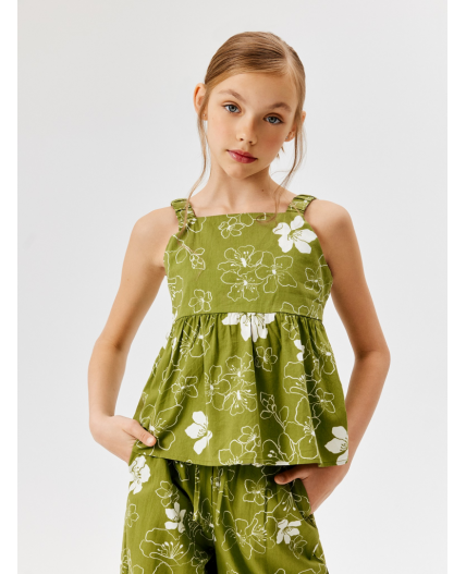 Блузка детская для девочек Petra_bl хаки принт