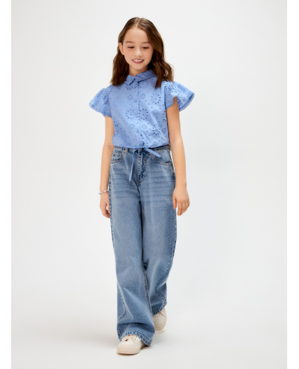 Брюки джинсовые детские для девочек Raichu1 голубой