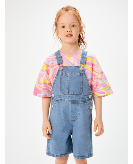 Полукомбинезон джинсовый для девочек Zeniba голубой