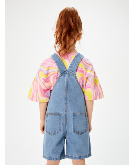 Полукомбинезон джинсовый для девочек Zeniba голубой