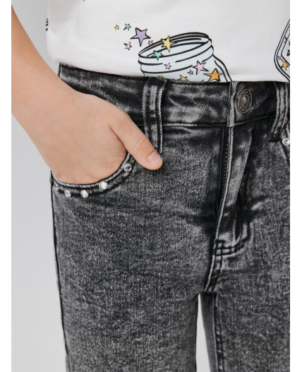 Брюки джинсовые (утепленные) детские для девочек Aldan серый