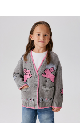 Кардиган детский для девочек Carmy серый меланж