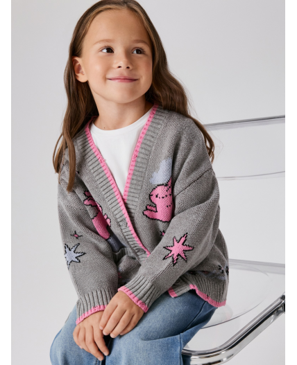 Кардиган детский для девочек Carmy серый меланж