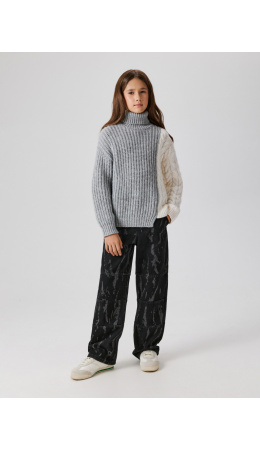 Брюки джинсовые (утепленные) детские для девочек Dvina черный принт