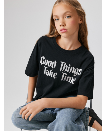 Футболка детская для девочек Gulu черный