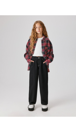 Брюки джинсовые детские для девочек Oka черный