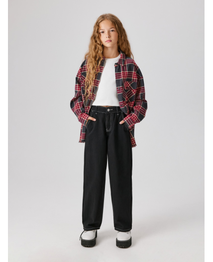 Брюки джинсовые детские для девочек Oka черный