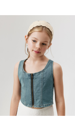 Блузка-топ джинсовая детская для девочек Sunfyre синий