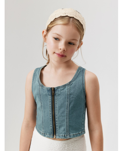 Блузка-топ джинсовая детская для девочек Sunfyre синий