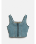 Блузка-топ джинсовая детская для девочек Sunfyre синий