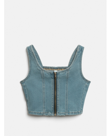 Блузка-топ джинсовая детская для девочек Sunfyre синий