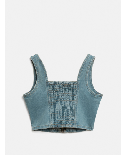 Блузка-топ джинсовая детская для девочек Sunfyre синий