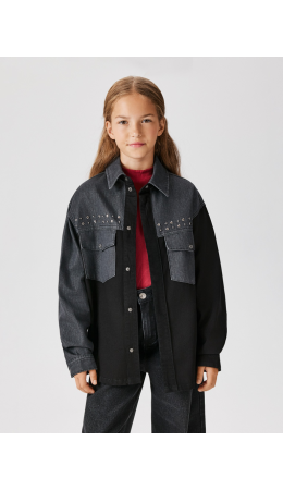 Блузка джинсовая детская для девочек Vitim темно-серый