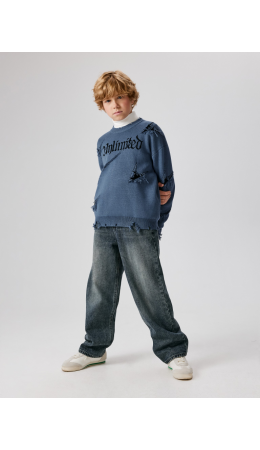 Брюки джинсовые детские для мальчиков Yugan темно-синий