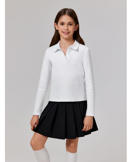Блузка-поло детская для девочек Ava белый