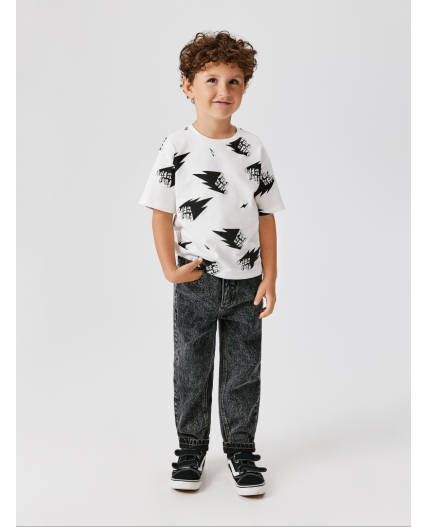 Футболка детская для мальчиков Bellamy черно-белый принт