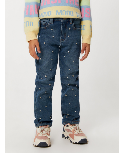 Брюки джинсовые (утепленные) детские для девочек Bishop синий