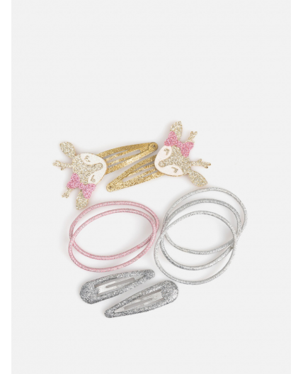 Набор из 5 резинок и 4 заколок для волос дет. Dirsy разноцветный