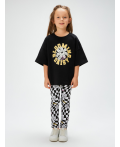 Набор для девочек ((1)футболка и (2)брюки) Evora черно-белый