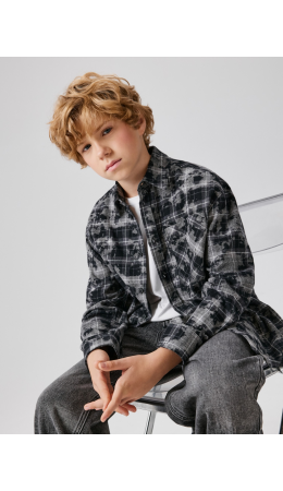 Сорочка верхняя детская для мальчиков Griz серая клетка