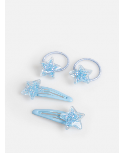 Набор из 2 резинок и 2 заколок для волос дет. Ilario голубой