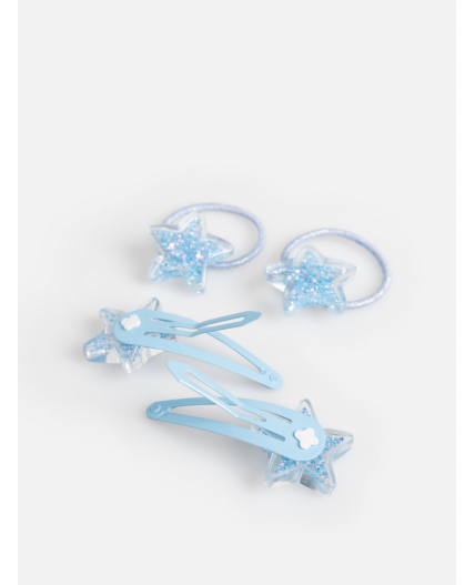 Набор из 2 резинок и 2 заколок для волос дет. Ilario голубой