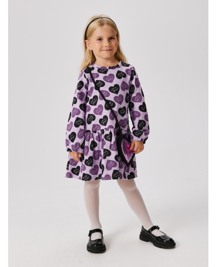 Набор детский для девочек ((1)платье и (2)сумка) Oriel фиолетовый принт