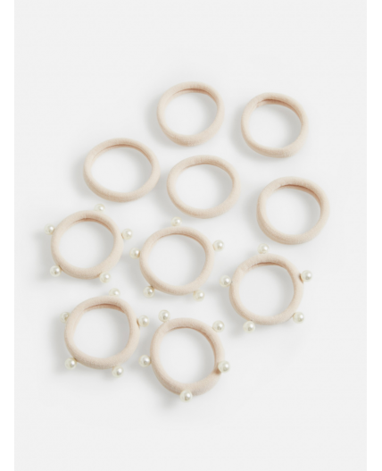 Набор из 10 резинок для волос дет. Scolaron бежевый