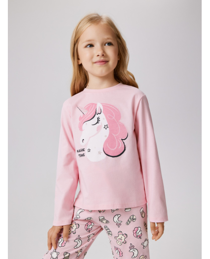 Набор детский для девочек ((1)джемпер и (2)брюки) Sili розовый