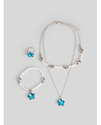 Набор (бусы+браслет+кольцо) детский Starka серебристый