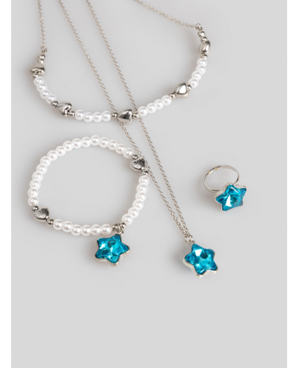 Набор (бусы+браслет+кольцо) детский Starka серебристый