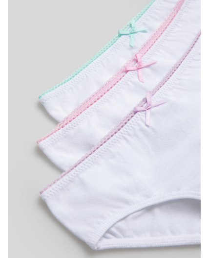 Трусы детские для девочек в наборе из 3шт Ava белый