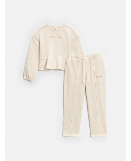 Комплект детский для девочек ((1)джемпер и (2)брюки) Masindi_set крем