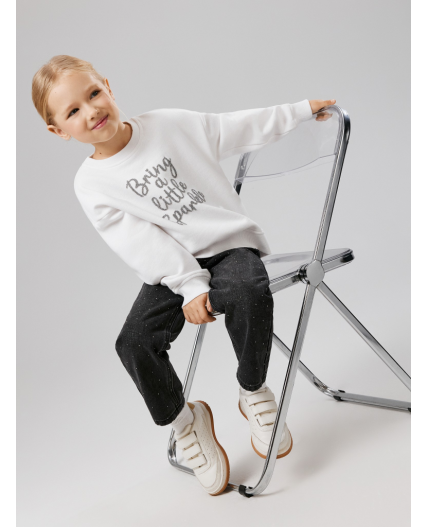 Брюки джинсовые детские для девочек Olan темно-серый