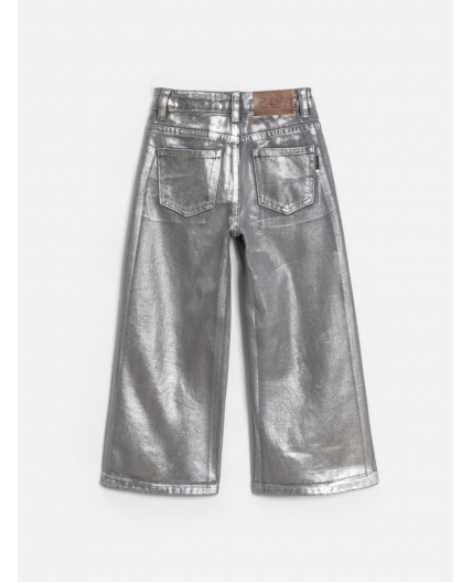 Брюки джинсовые детские для девочек Poka серебряный