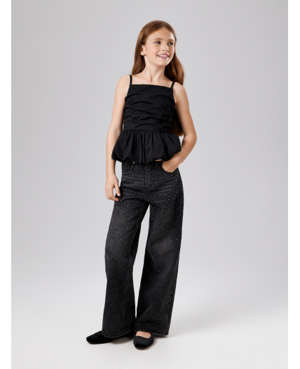 Брюки джинсовые детские для девочек Poka темно-серый