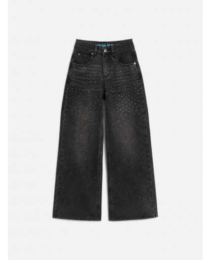 Брюки джинсовые детские для девочек Poka темно-серый