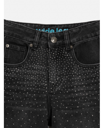 Брюки джинсовые детские для девочек Poka темно-серый