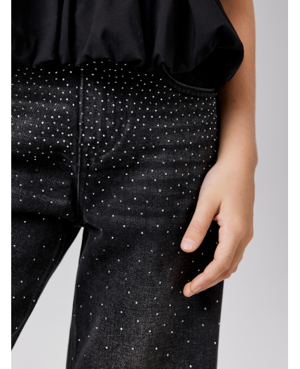 Брюки джинсовые детские для девочек Poka темно-серый