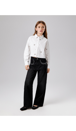 Брюки джинсовые детские для девочек Poka1 черный