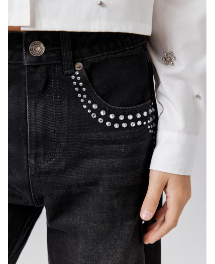 Брюки джинсовые детские для девочек Poka1 черный