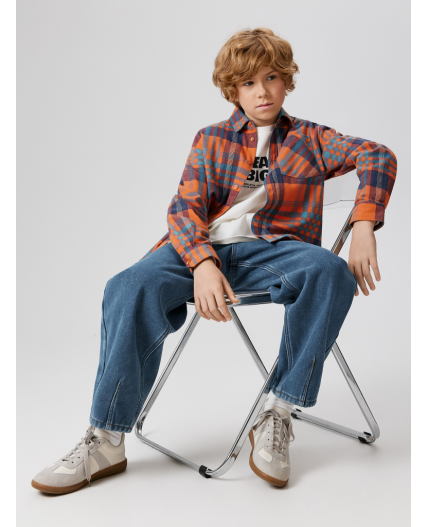 Брюки джинсовые (утепленные) детские для мальчиков Rinner синий